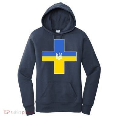 Ukrainian Cross Ukraine Support Stand With Pray Women's Hoodie