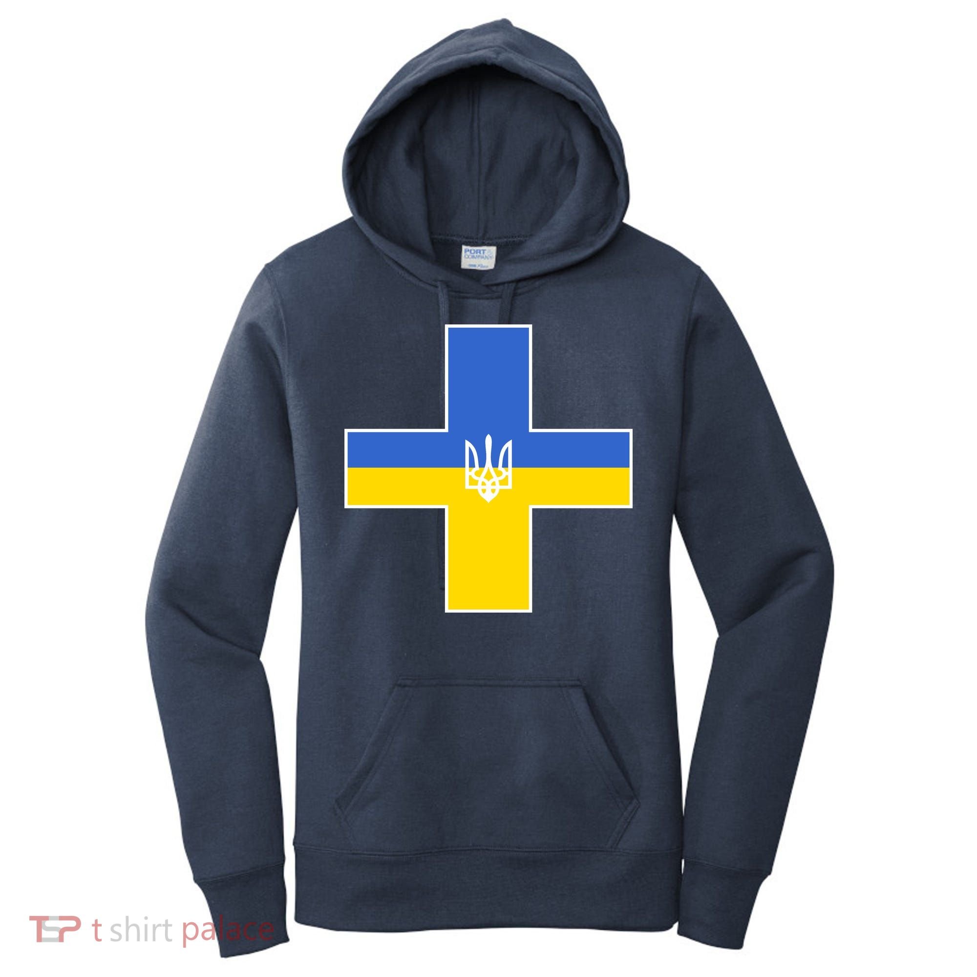 Ukrainian Cross Ukraine Support Stand With Pray Women's Hoodie