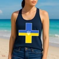 Ukrainian Cross Ukraine Support Stand With Pray Women's Tank Top thumb 2