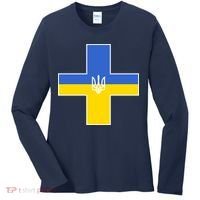 Ukrainian Cross Ukraine Support Stand With Pray Women's Long Sleeve Shirt thumb 0
