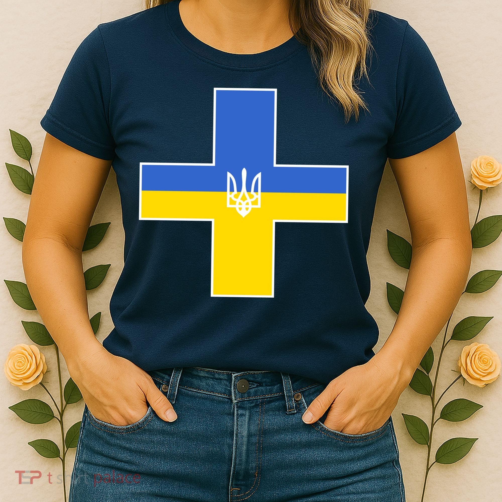 Ukrainian Cross Ukraine Support Stand With Pray Women's T-Shirt