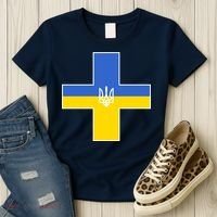 Ukrainian Cross Ukraine Support Stand With Pray Women's T-Shirt thumb 3