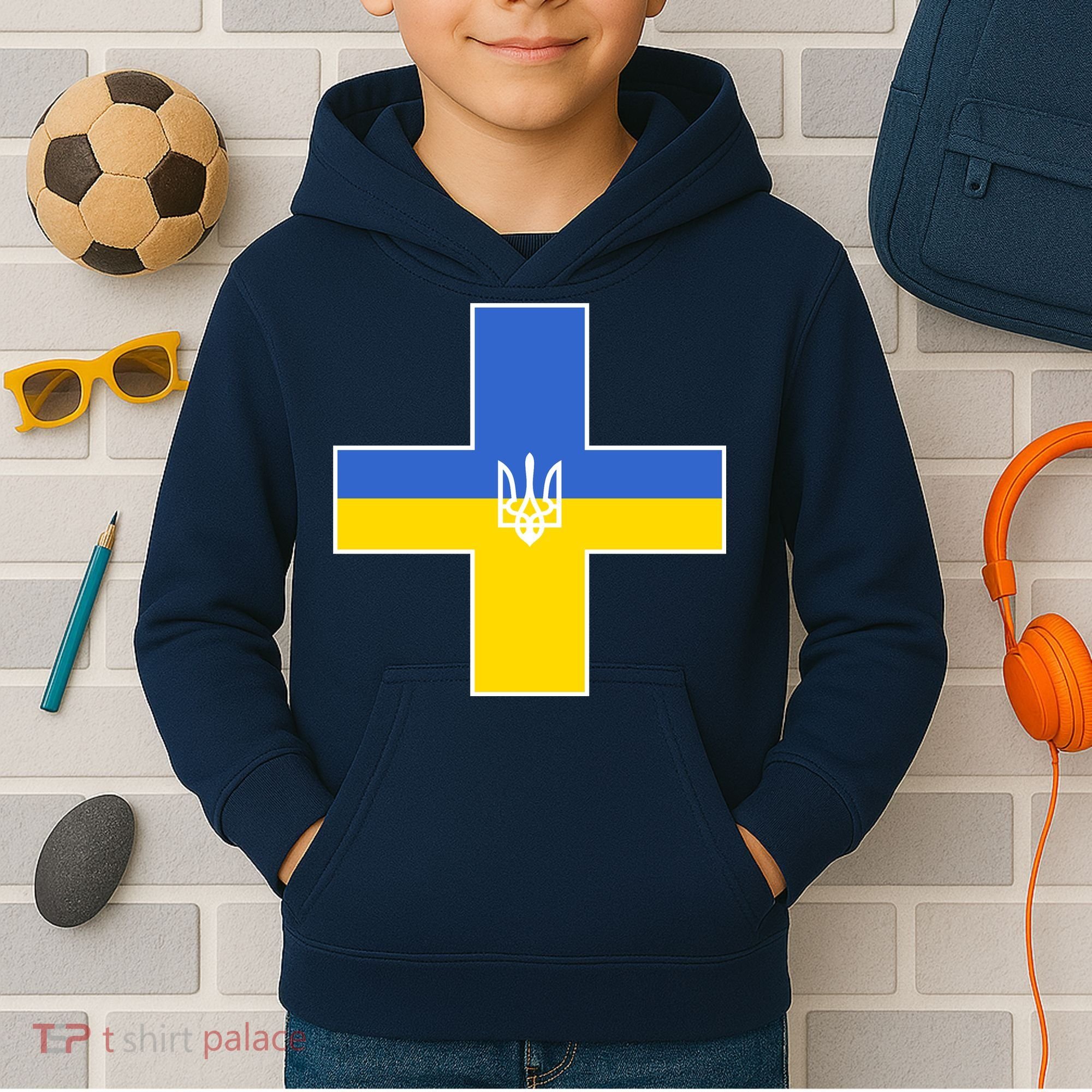 Ukrainian Cross Ukraine Support Stand With Pray Kids Hoodie