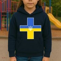 Ukrainian Cross Ukraine Support Stand With Pray Kids Hoodie thumb 3