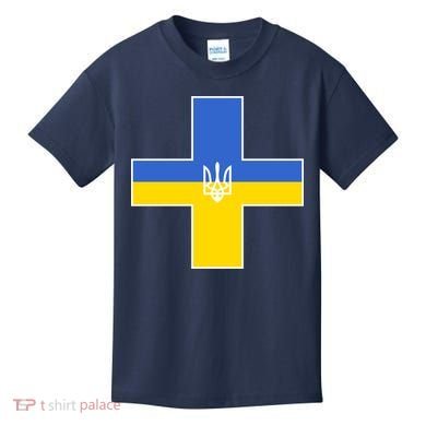 Ukrainian Cross Ukraine Support Stand With Pray Kids T-Shirt