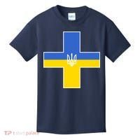 Ukrainian Cross Ukraine Support Stand With Pray Kids T-Shirt thumb 0
