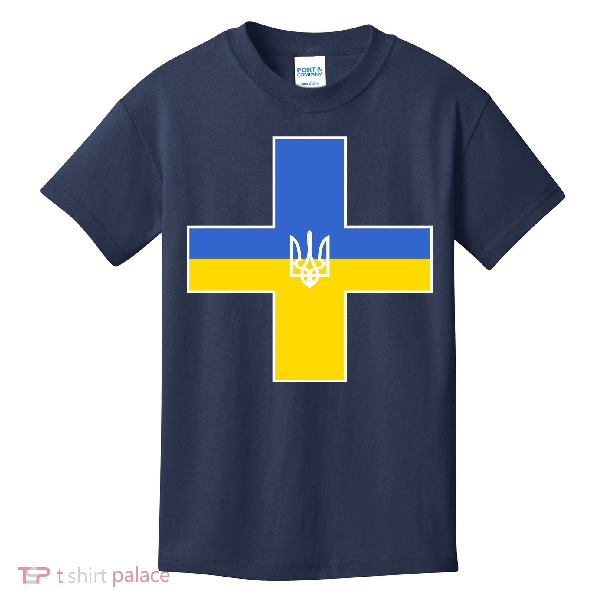 Ukrainian Cross Ukraine Support Stand With Pray Kids T-Shirt