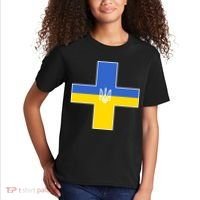 Ukrainian Cross Ukraine Support Stand With Pray Kids T-Shirt thumb 2