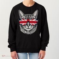 UK Cat Union Jack Flag United Kingdom Kitten England Women's Sweatshirt thumb 0