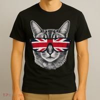 UK Cat Union Jack Flag United Kingdom Kitten England T-Shirt thumb 3