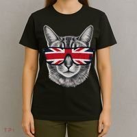 UK Cat Union Jack Flag United Kingdom Kitten England T-Shirt thumb 4