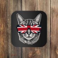 UK Cat Union Jack Flag United Kingdom Kitten England Coaster thumb 0