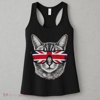 UK Cat Union Jack Flag United Kingdom Kitten England Women's Tank Top thumb 3
