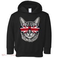 UK Cat Union Jack Flag United Kingdom Kitten England Toddler Hoodie thumb 0