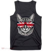 UK Cat Union Jack Flag United Kingdom Kitten England Tank Top thumb 0