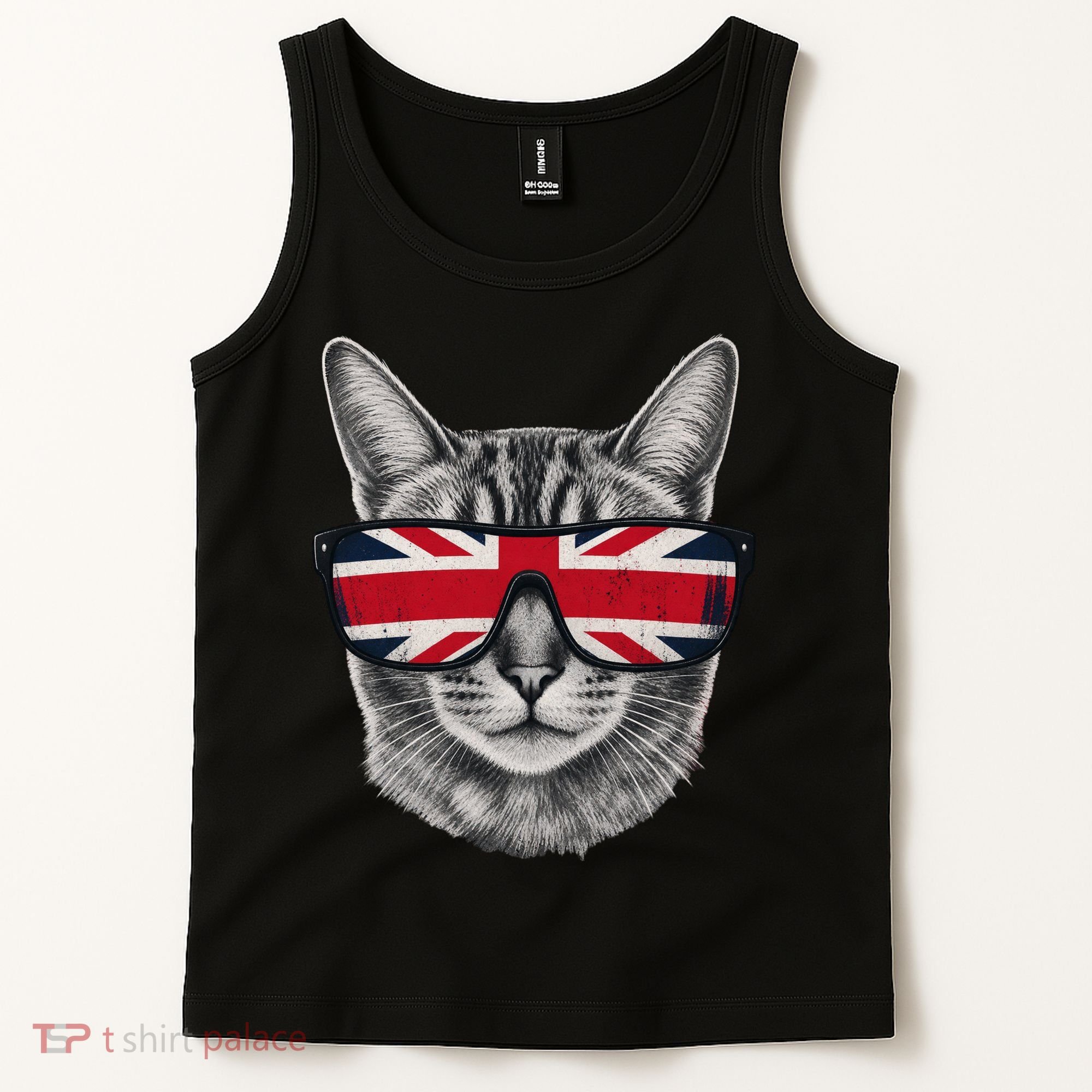 UK Cat Union Jack Flag United Kingdom Kitten England Tank Top