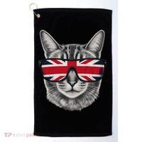 UK Cat Union Jack Flag United Kingdom Kitten England Golf Towel thumb 0