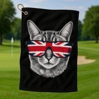 UK Cat Union Jack Flag United Kingdom Kitten England Golf Towel thumb 1