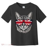 UK Cat Union Jack Flag United Kingdom Kitten England Toddler T-Shirt thumb 0