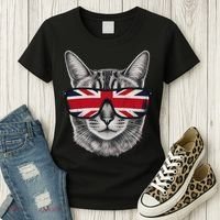 UK Cat Union Jack Flag United Kingdom Kitten England Women's T-Shirt thumb 3