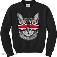 UK Cat Union Jack Flag United Kingdom Kitten England Kids Sweatshirt thumb 0
