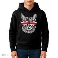UK Cat Union Jack Flag United Kingdom Kitten England Kids Hoodie thumb 4