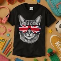 UK Cat Union Jack Flag United Kingdom Kitten England Kids T-Shirt thumb 3