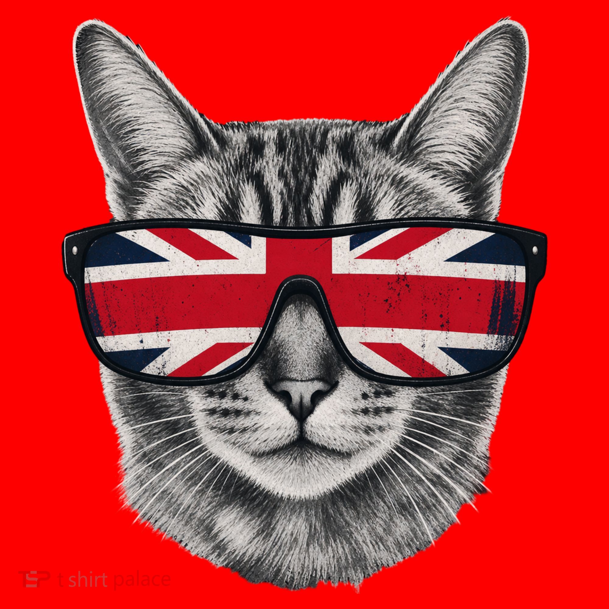UK Cat Union Jack Flag United Kingdom Kitten England Santa Hat