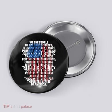 Us Constitution We The People With Vintage Flag Button