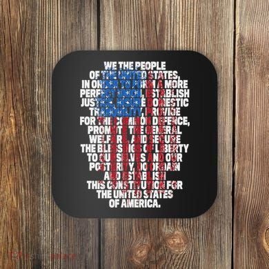 Us Constitution We The People With Vintage Flag Coaster