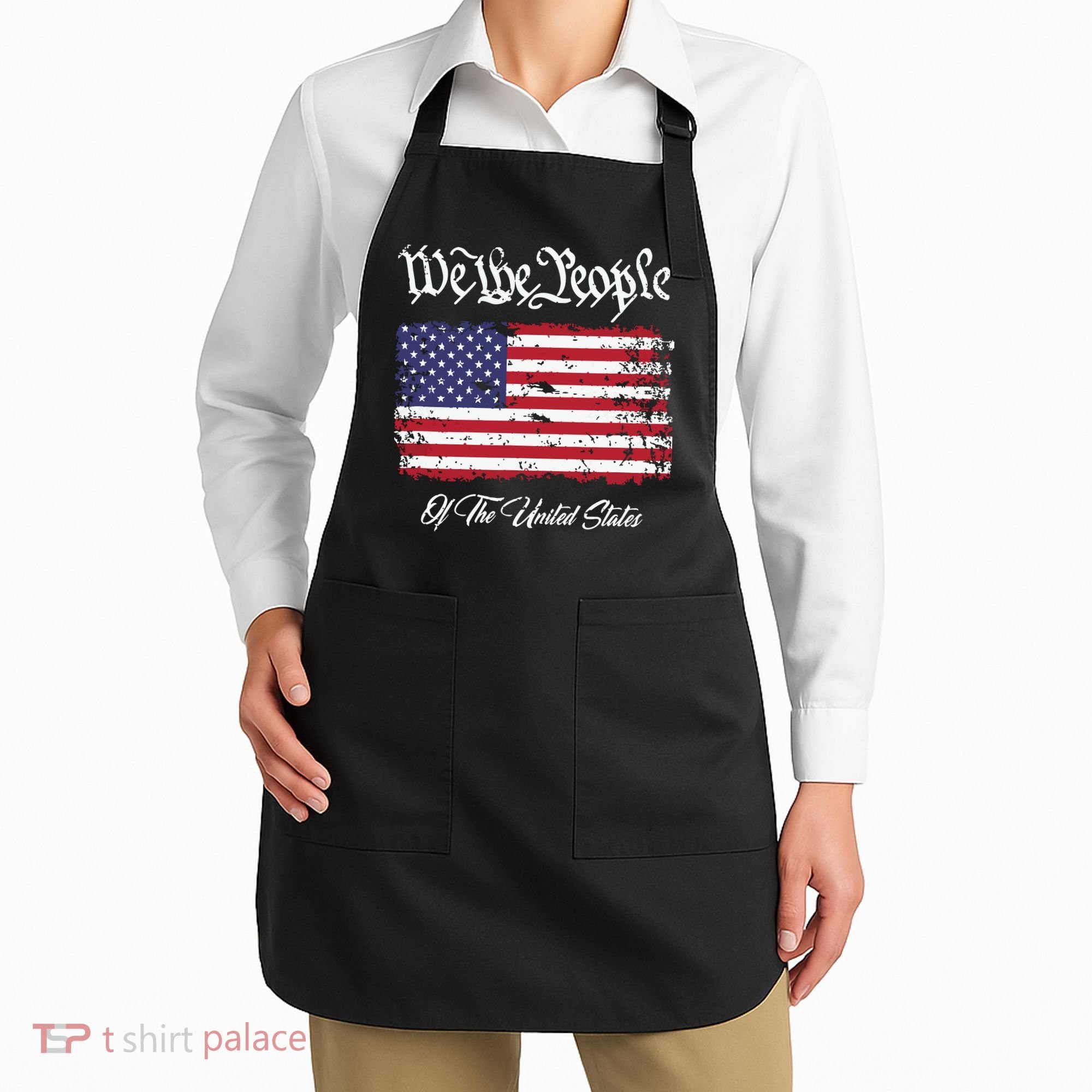 US Constitution We The People With Distressed Flag Apron