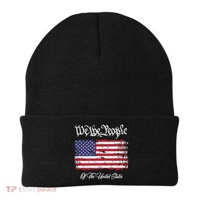 US Constitution We The People With Distressed Flag Beanie