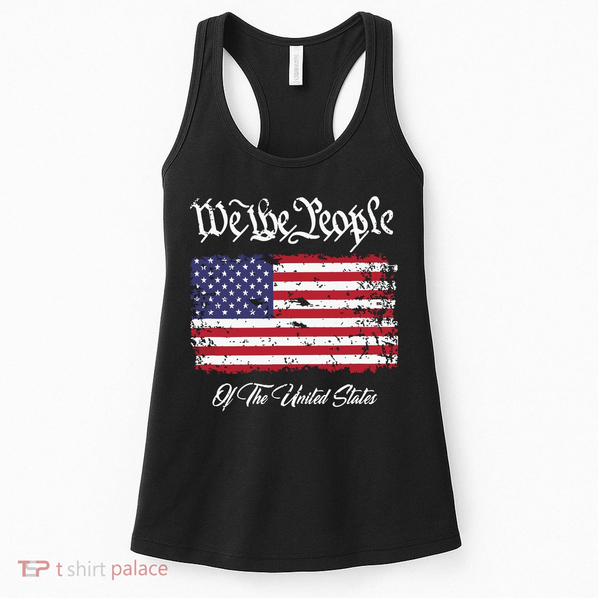 US Constitution We The People With Distressed Flag Women's Tank Top