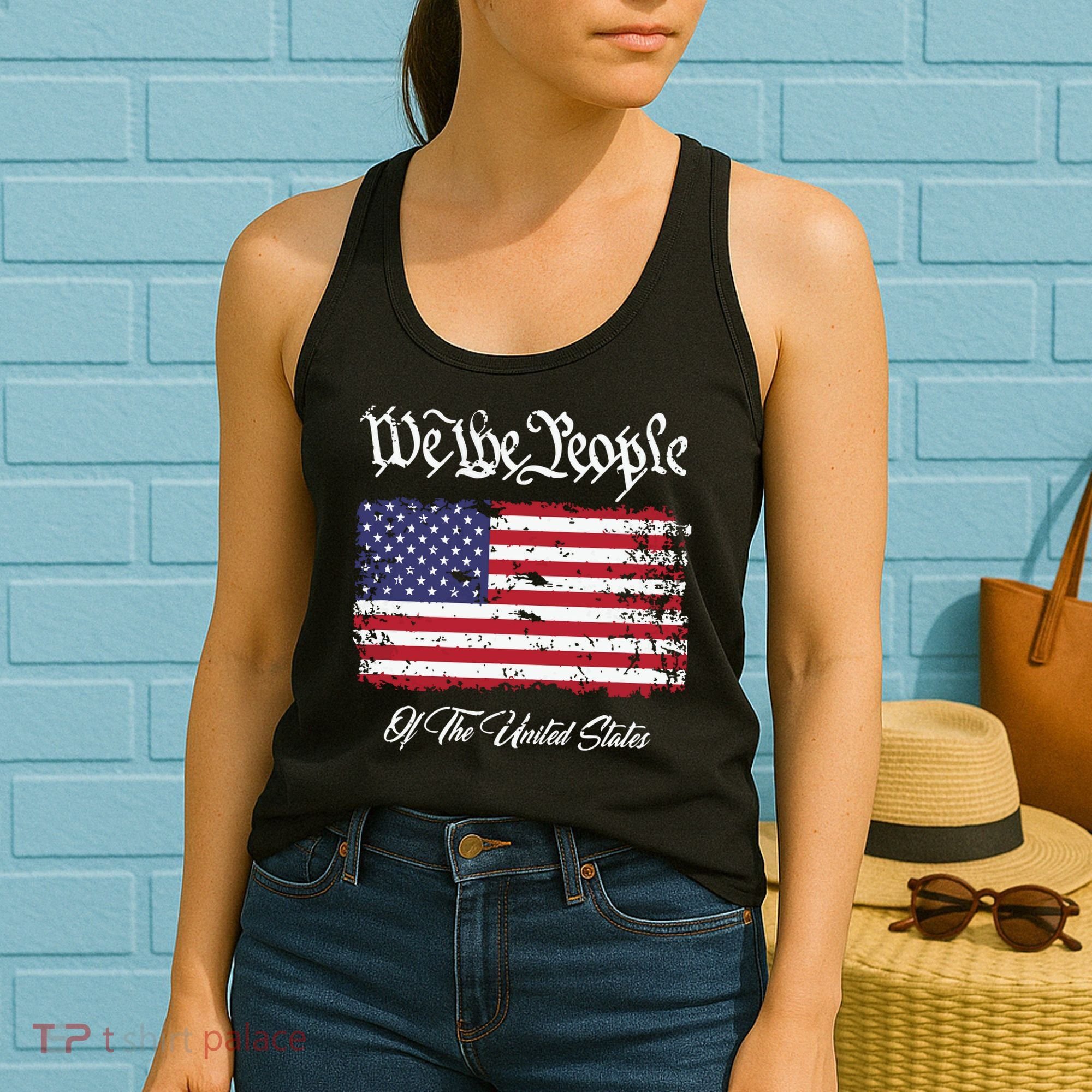US Constitution We The People With Distressed Flag Women's Tank Top