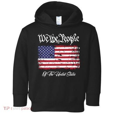 US Constitution We The People With Distressed Flag Toddler Hoodie