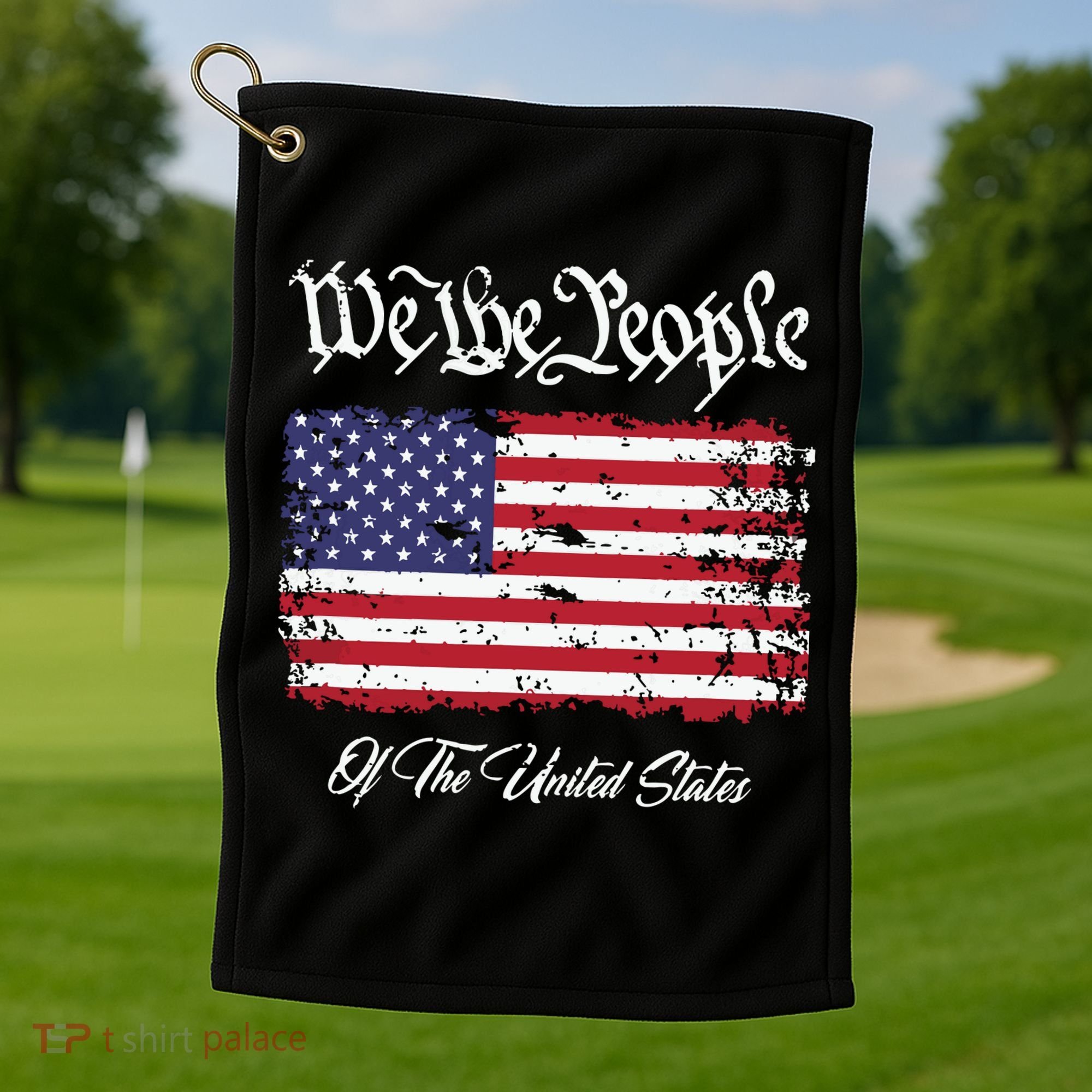 US Constitution We The People With Distressed Flag Golf Towel