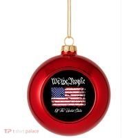 US Constitution We The People With Distressed Flag Plastic Christmas Ball Ornament thumb 0
