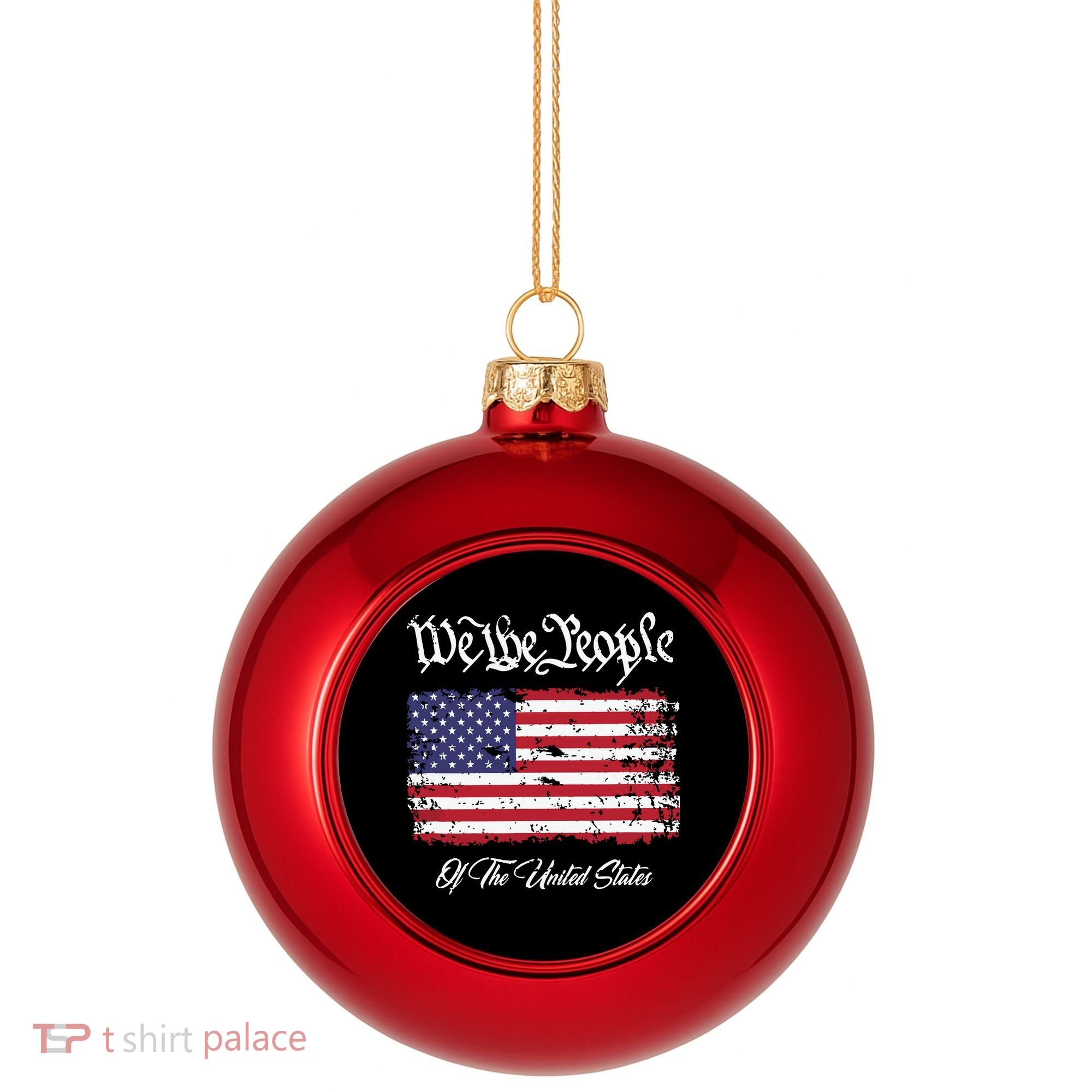 US Constitution We The People With Distressed Flag Plastic Christmas Ball Ornament
