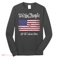 US Constitution We The People With Distressed Flag Long Sleeve Shirt thumb 0