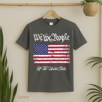 US Constitution We The People With Distressed Flag T-Shirt thumb 2