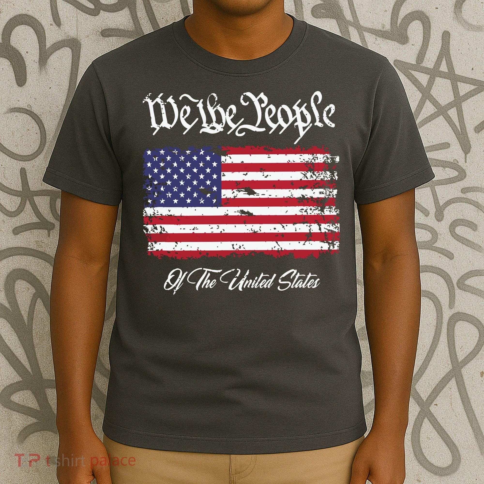 US Constitution We The People With Distressed Flag T-Shirt