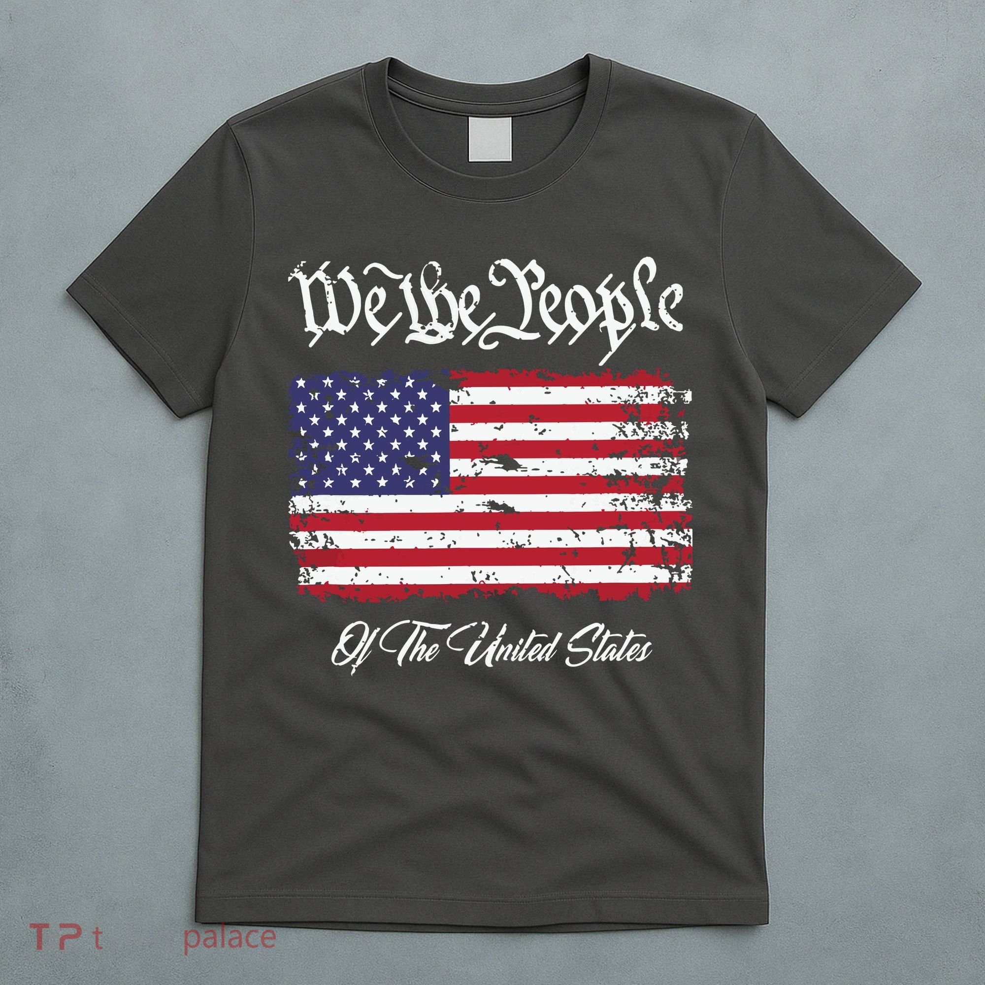 US Constitution We The People With Distressed Flag T-Shirt