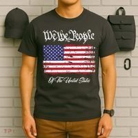 US Constitution We The People With Distressed Flag T-Shirt thumb 6