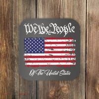 US Constitution We The People With Distressed Flag Coaster thumb 0