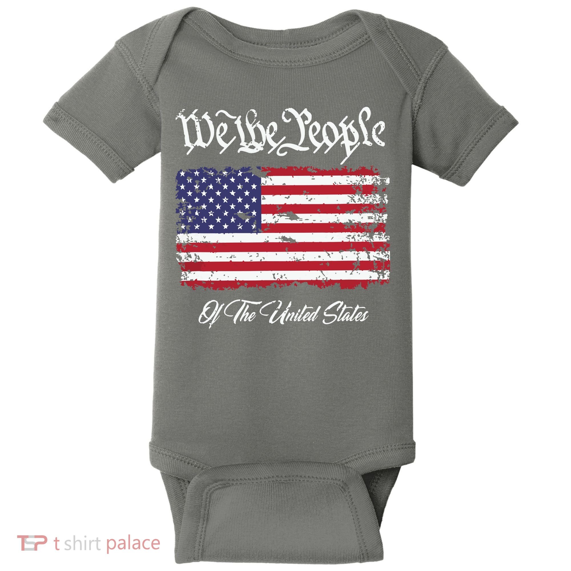 US Constitution We The People With Distressed Flag Baby Bodysuit
