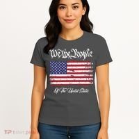 US Constitution We The People With Distressed Flag Women's T-Shirt thumb 4