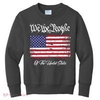 US Constitution We The People With Distressed Flag Kids Sweatshirt thumb 0