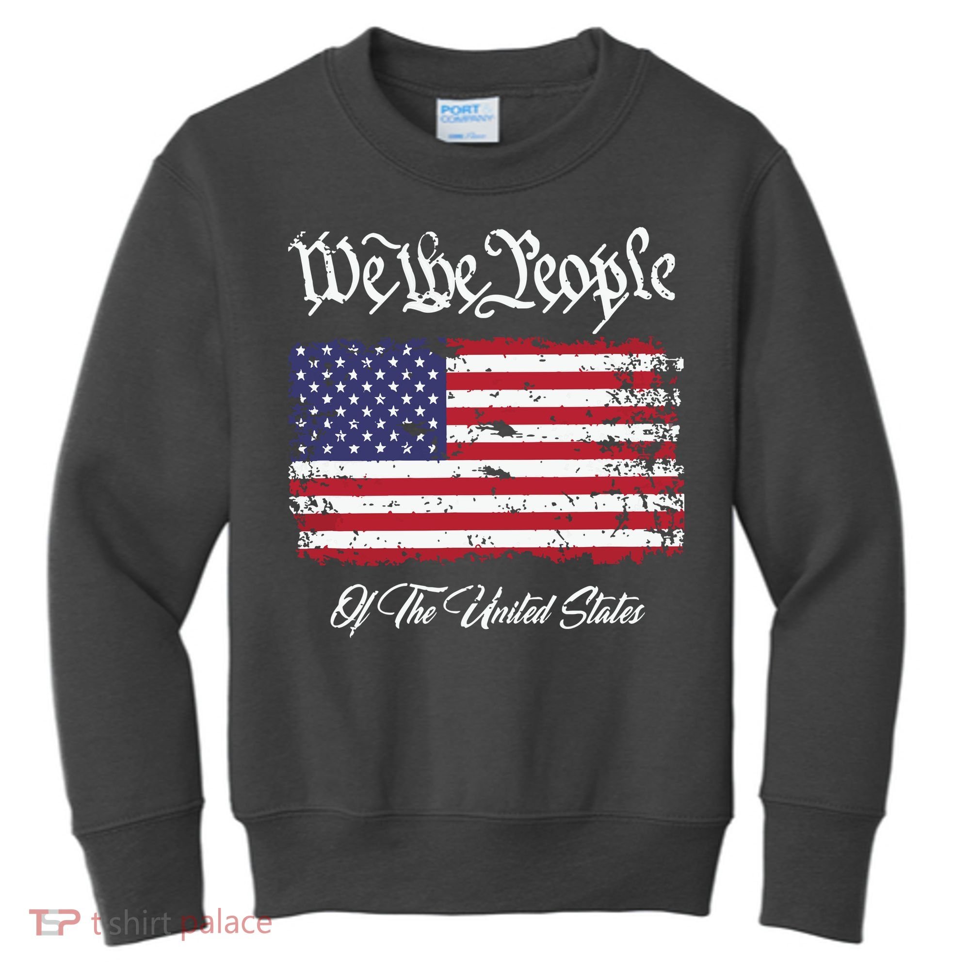 US Constitution We The People With Distressed Flag Kids Sweatshirt
