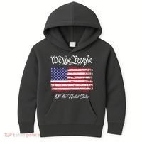 US Constitution We The People With Distressed Flag Kids Hoodie thumb 0
