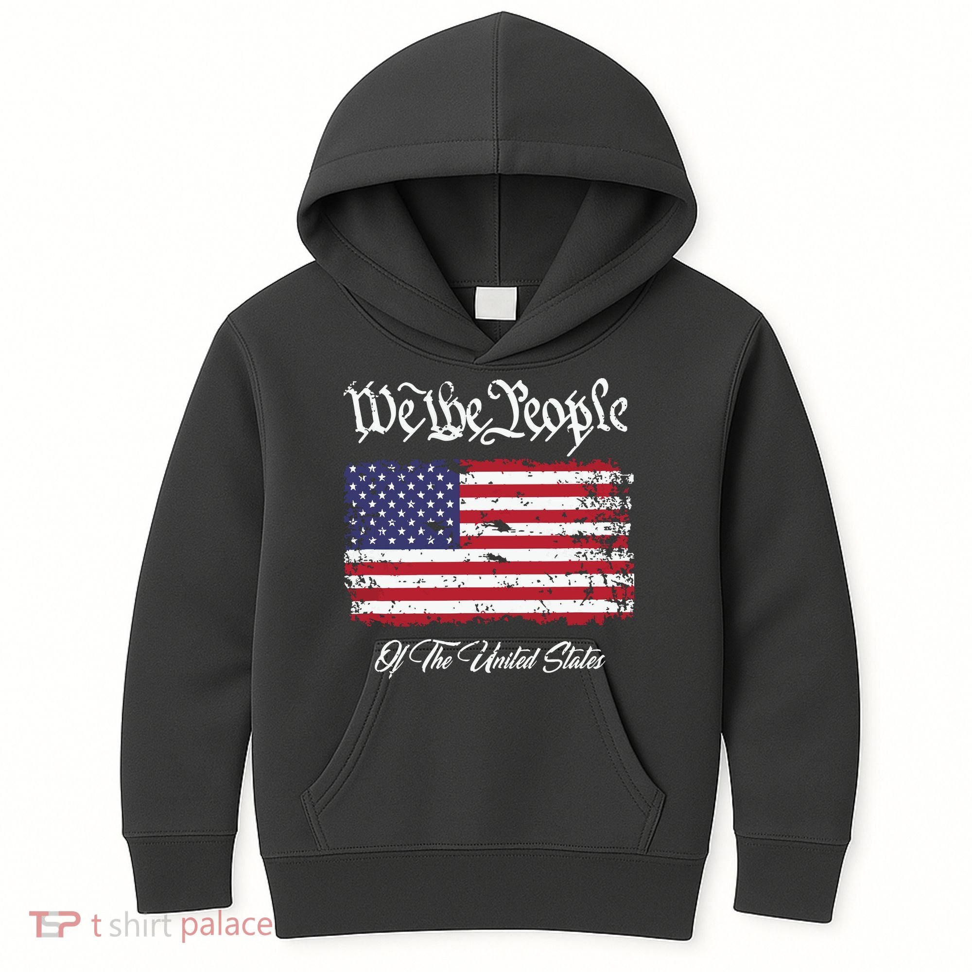 US Constitution We The People With Distressed Flag Kids Hoodie